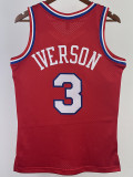 1996-97 76ERS IVERSON #3 Red Retro Top Quality Hot Pressing NBA Jersey