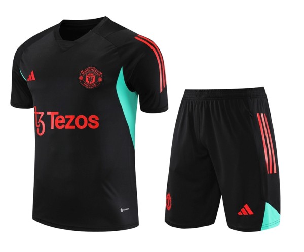 2023-24 Man Utd Black Green Training Short Suit