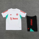 2023-24 Man Utd White Green Training Short Suit