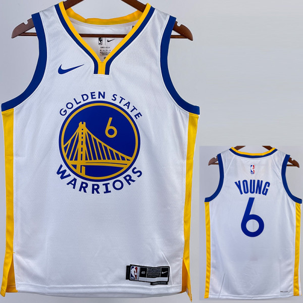 2022-23 WARRIORS YOUNG #6 White Top Quality Hot Pressing NBA Jersey (V领)