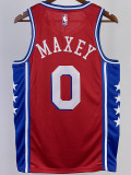 2022-23 76ERS MAXEY #0 Red Top Quality Hot Pressing NBA Jersey (Trapeze Edition) 飞人版