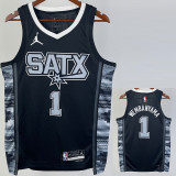 2022-23 SA Spurs WEMBANYAMA #1 Black Top Quality Hot Pressing NBA Jersey (Trapeze Edition) 飞人版