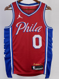 2022-23 76ERS MAXEY #0 Red Top Quality Hot Pressing NBA Jersey (Trapeze Edition) 飞人版