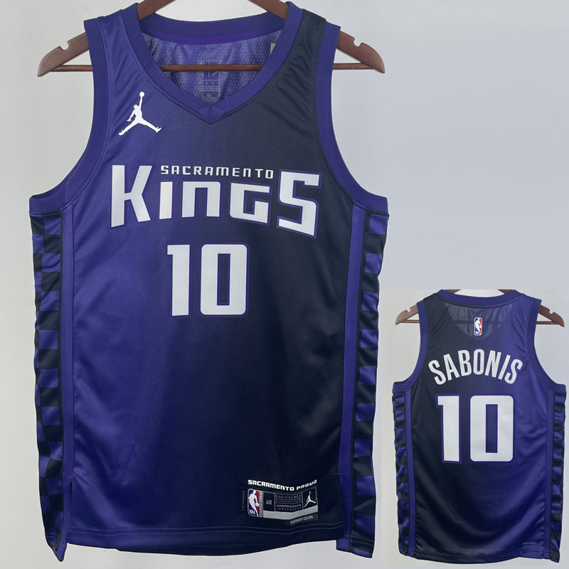 2023/24 Kings SABONIS #10 Black NBA Jerseys 热压