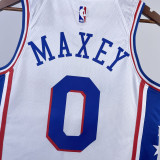 2022-23 76ERS MAXEY #0 White Top Quality Hot Pressing NBA Jersey