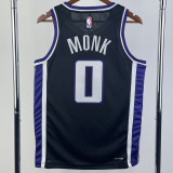 2023-24 Kings MONK #0 Black Top Quality Hot Pressing NBA Jersey