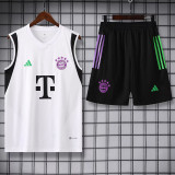 2023-24 Bayern White Tank top and shorts suit