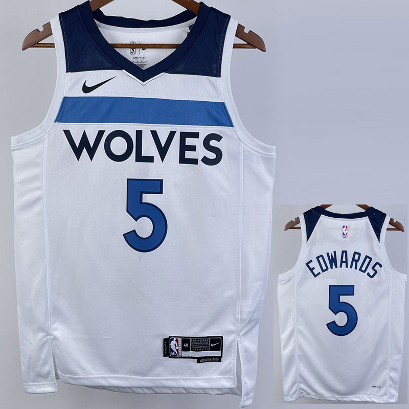 US$ 26.00 - 22-23 Timberwolves EDWAROS #5 White Top Quality Hot Pressing NBA  Jersey - m.