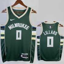 2022-23 BUCKS LILLARD #0 Away Green Top Quality Hot Pressing NBA Jersey(V领)