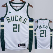 2022-23 BUCKS HOLIDAY #21 Home White Top Quality Hot Pressing NBA Jersey(V领)