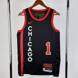 2023-24 BULLS ROSE #1 Black City Edition Top Quality Hot Pressing NBA Jersey