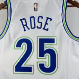 2023-24 TIMBERWOLVES ROSE #25 White Top Quality Hot Pressing NBA Jersey (Retro Logo)