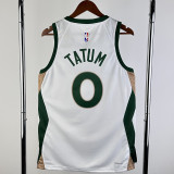 2023-24 CELTICS TATUM #0 White City Edition Home Top Quality Hot Pressing NBA Jersey