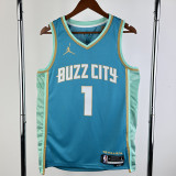 2023-24 Hornets BALL #1 Blue City Edition Top Quality Hot Pressing NBA Jersey