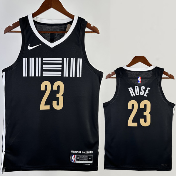 2023-24 Grizzlies ROSE #23 Black City Edition Top Quality Hot Pressing NBA Jersey