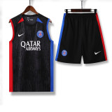 2023-24 PSG Black Tank top and shorts suit