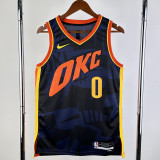 2023-24 OKC Thunder WESTBROOK #0 Dark Blue City Edition Top Quality Hot Pressing NBA Jersey