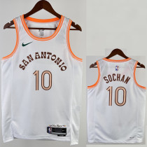2023-24 SA Spurs SOCHAN #10 White City Edition Top Quality Hot Pressing NBA Jersey