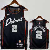 2023-24 Pistons CUNNINGHAM #2 Black City Edition Top Quality Hot Pressing NBA Jersey
