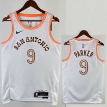 2023-24 Sa Spurs PARKER #9 White City Edition Top Quality Hot Pressing NBA Jersey