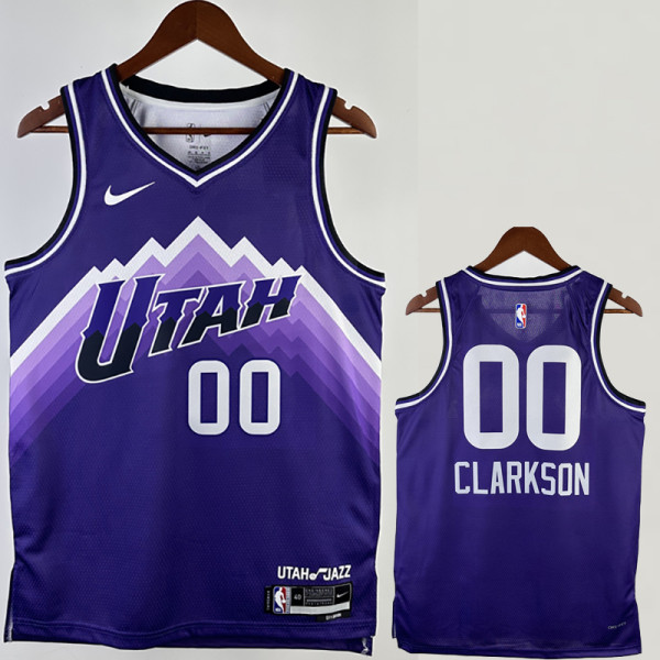 2023-24 JAZZ CLARKSON #00 Purple City Edition Top Quality Hot Pressing NBA Jersey