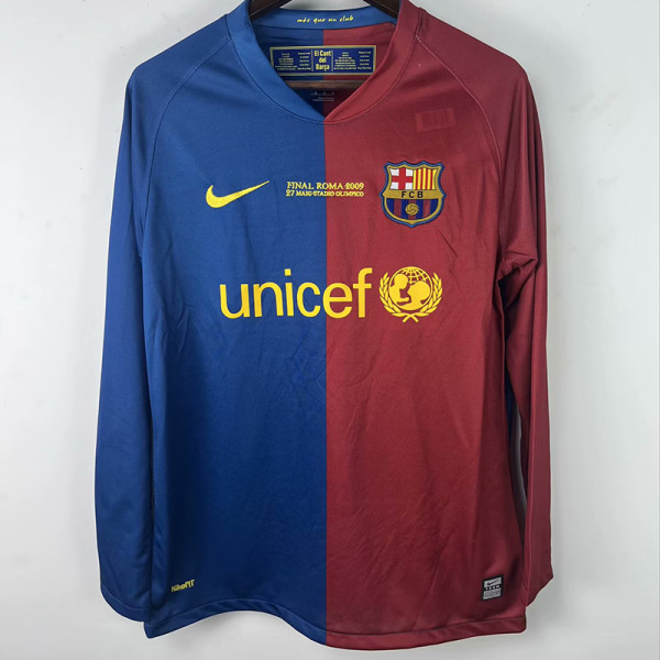 2008-2009 BAR Home Retro Long Sleeve Soccer Jersey (长袖)(UCL版暗色有决赛字)