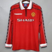 1998 Man Utd Home Long Sleeve Retro Soccer Jersey (长袖)