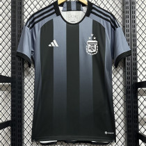 2023-24 Argentina Black Grey Special Edition Fans Soccer Jersey (黑灰条紋)
