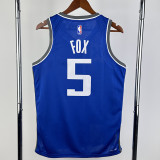 2023-24 Kings FOX #5 Blue City Edition Top Quality Hot Pressing NBA Jersey