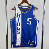 2023-24 Kings FOX #5 Blue City Edition Top Quality Hot Pressing NBA Jersey