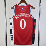 2024-25 Clippers WESTBROOK #0 Red Top Quality Hot Pressing NBA Jersey (Trapeze Edition) 飞人版