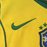 2004 Brazil Home Kids Retro Soccer Jersey