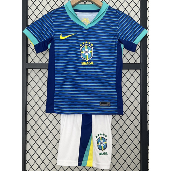 2024-25 Brazil Away Kids Soccer Jersey