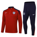 2024-25 England Jujube Red Half Pull Tracksuit (半拉链)