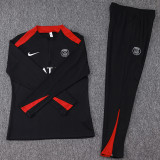 2024-25 PSG Black Half Pull Tracksuit (半拉链)(红色领)