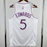 TIMBERWOLVES EDWARDS #5 White Top Quality Hot Pressing NBA Jersey