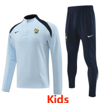 2024-25 France Light blue Kids Half Pull Tracksuit (童装)(半拉链)