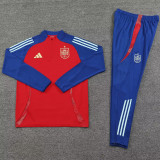 2024-25 Spain Red Kids Half Pull Tracksuit (童装)(半拉链)