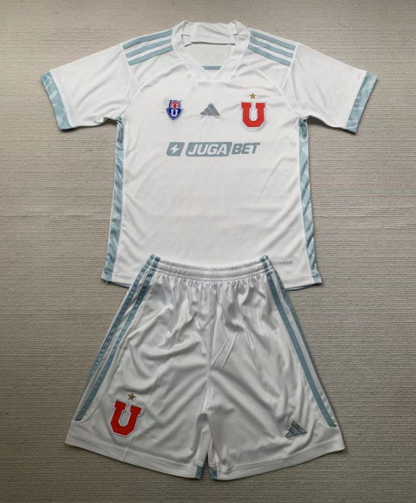 2024-25 Universidad De Chile Away Kids Soccer Jersey 浅蓝边