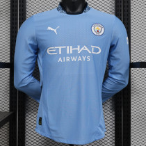 2024-25 Man City Home Long Sleeve Player Version Soccer Jersey (长袖球员)