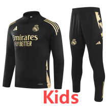 2024-25 RMA Black Kids Half Pull Tracksuit (半拉链)