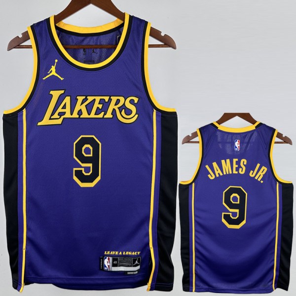 2022-23 LAKERS JAMES JR. #9 Purple Top Quality Hot Pressing NBA Jersey (Trapeze Edition) 飞人版