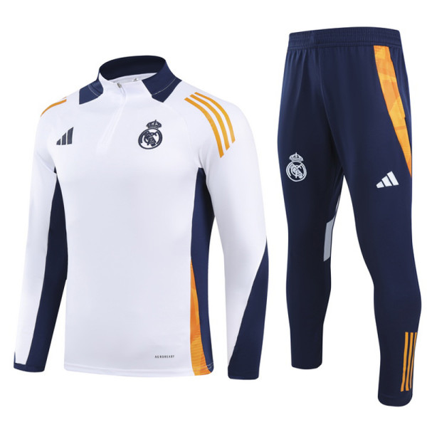 2024-25 RMA White Half Pull Tracksuit (半拉链)