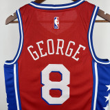 2022-23 76ERS GEORGE #8 Red Top Quality Hot Pressing NBA Jersey (Trapeze Edition) 飞人版