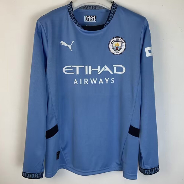 2024-25 Man City Home Long Sleeve Soccer Jersey (长袖)