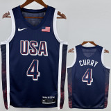 2024 Olympic Game USA CURRY # 4 Dark Blue Basketball Jersey