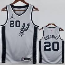 2020-21 SA Spurs GINOBILI #20 Grey Top Quality Hot Pressing NBA Jersey (Trapeze Edition) 飞人版