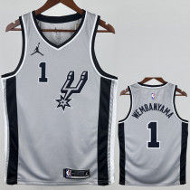 2020-21 SA Spurs WEMBANYAMA #1 Grey Top Quality Hot Pressing NBA Jersey (Trapeze Edition) 飞人版