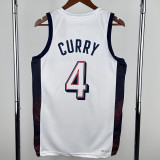 2024 Olympic Game USA CURRY # 4 White Basketball Jersey