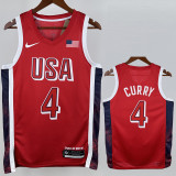 2024 Olympic Game USA CURRY # 4 Red Basketball Jersey